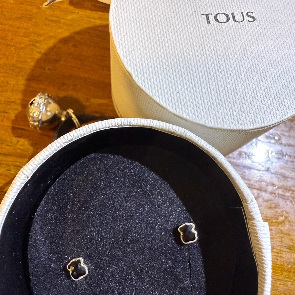 Tous Faceted Onyx and Silver Earrings